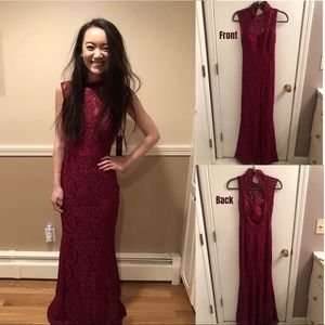 Maroon formal lace dress